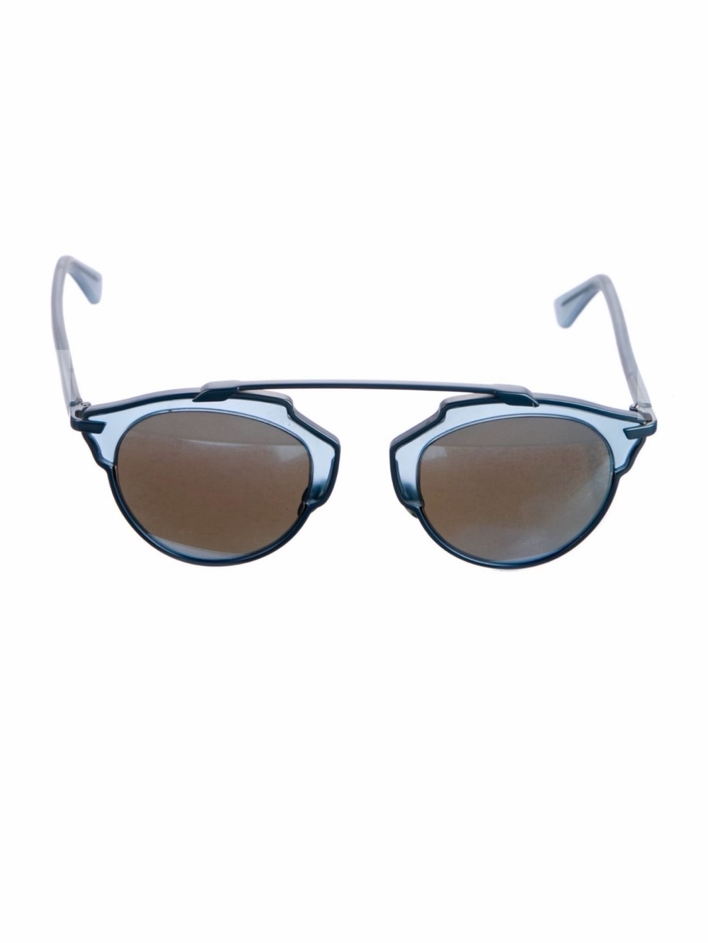 Dior Blue Metal-Trim Round aviator Sunglasses for Men